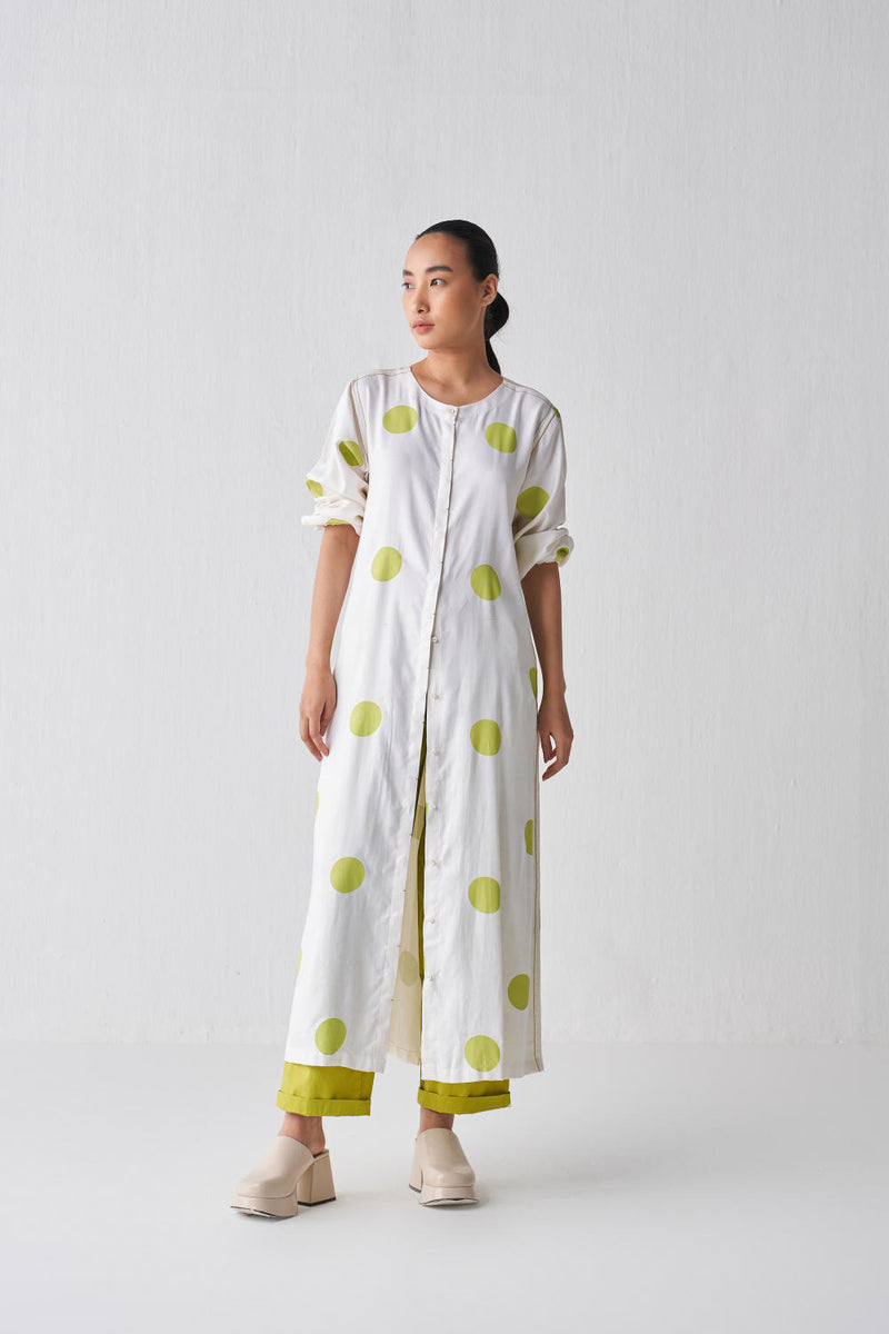 BACK YOKE POLKA JACKET CO-ORD Co-ord Set,Jackets & Overlays,Top & Tunics by THREE in white color for women in Singapore