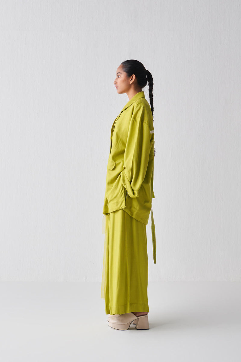 WIDE SLEEVE JACKET CO-ORD-LIME Co-ord Set,Jackets & Overlays,Bottoms by THREE for women in Singapore