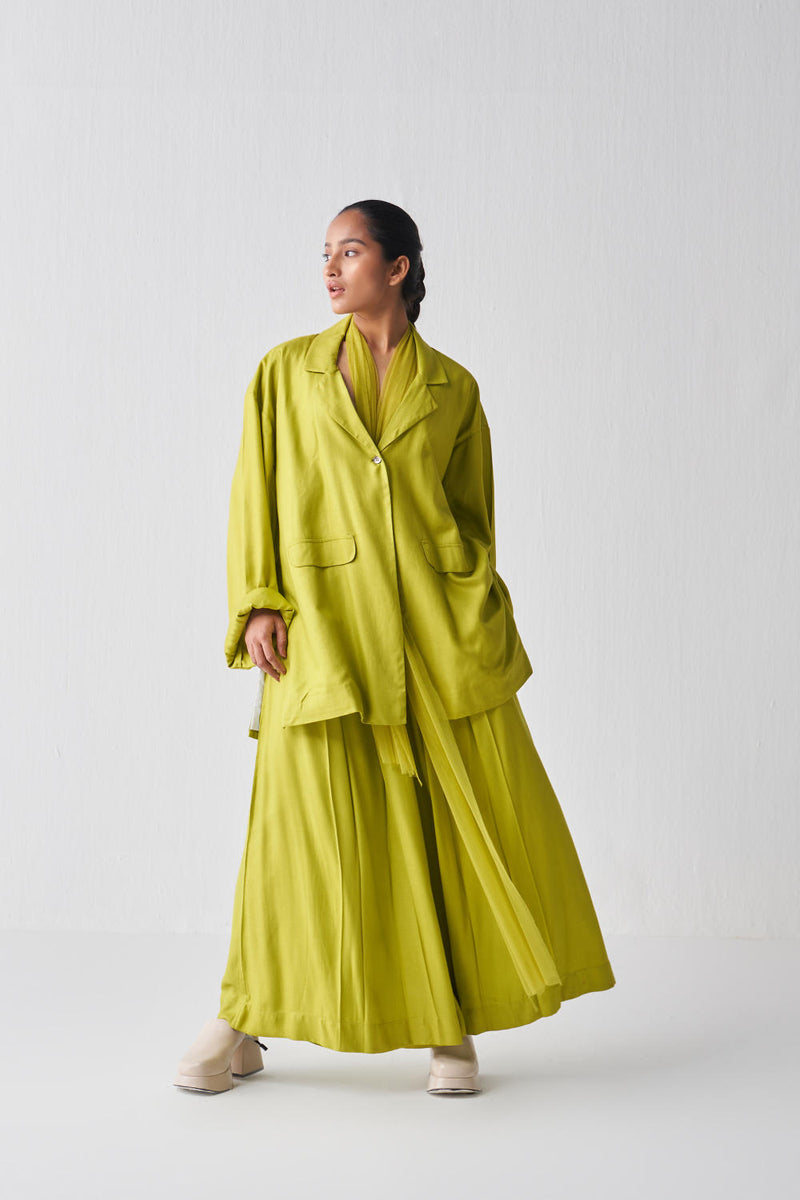 WIDE SLEEVE JACKET CO-ORD-LIME Co-ord Set,Jackets & Overlays,Bottoms by THREE for women in Singapore