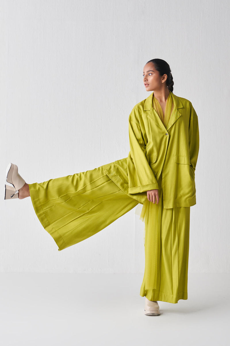 WIDE SLEEVE JACKET CO-ORD-LIME Co-ord Set,Jackets & Overlays,Bottoms by THREE for women in Singapore