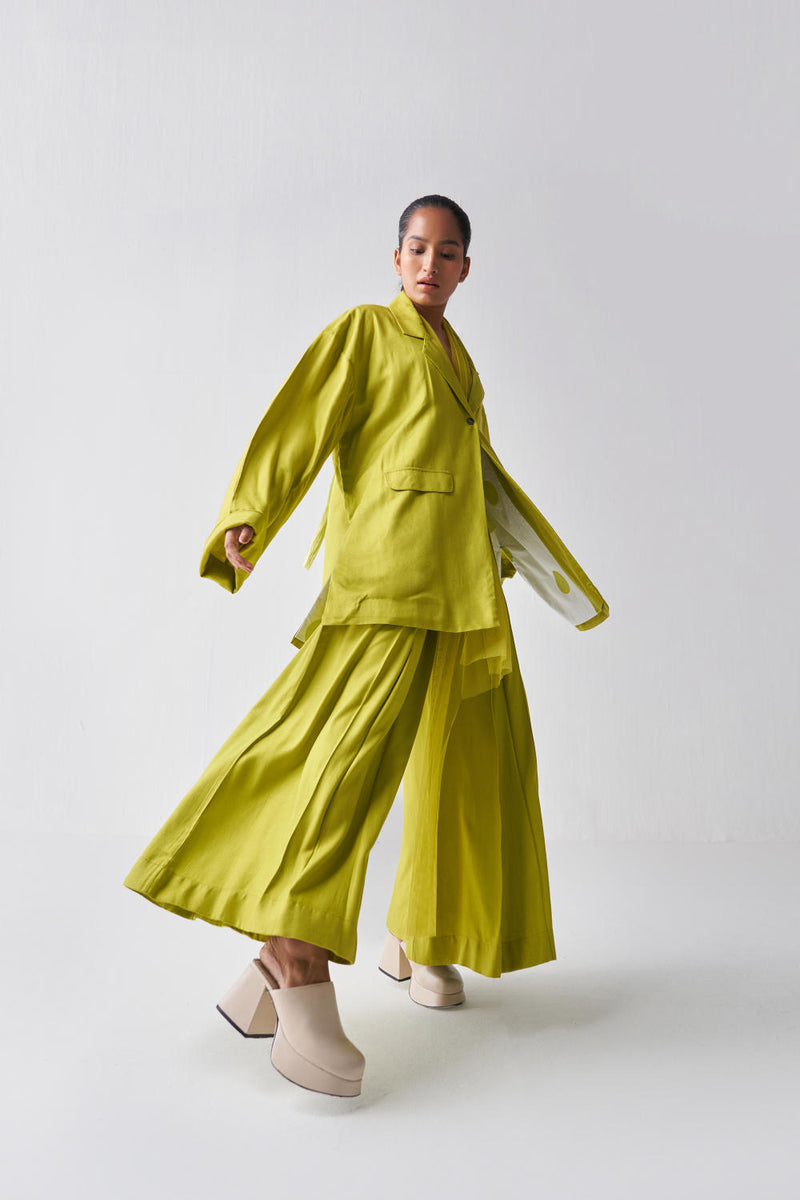 WIDE SLEEVE JACKET CO-ORD-LIME Co-ord Set,Jackets & Overlays,Bottoms by THREE for women in Singapore