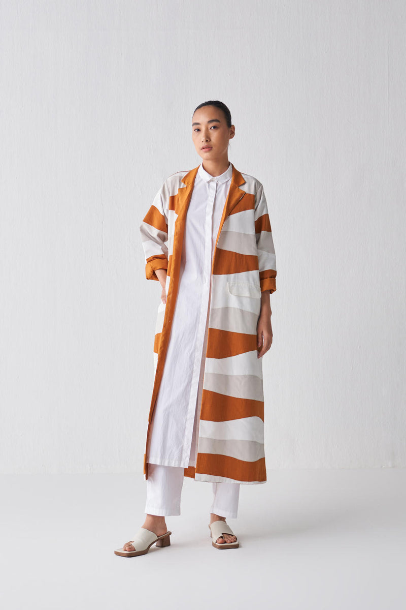 APPLIQUE JACKET CO-ORD (SET OF 3) Co-ord Set,Jackets & Overlays by THREE in rust color for women in Singapore