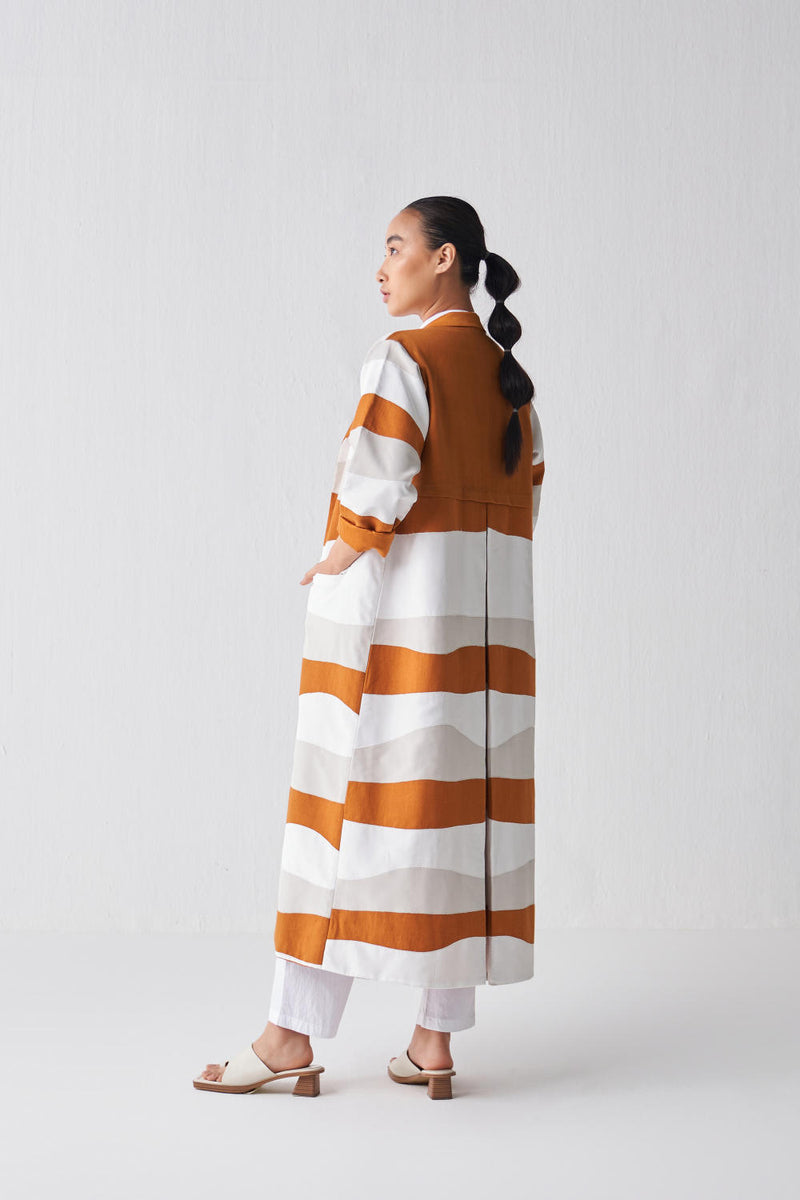 APPLIQUE JACKET CO-ORD (SET OF 3) Co-ord Set,Jackets & Overlays by THREE in rust color for women in Singapore