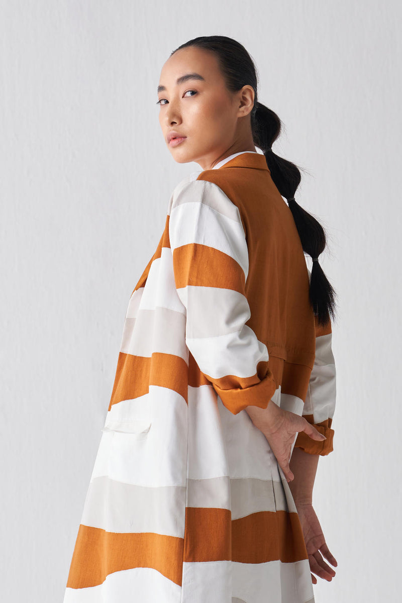 APPLIQUE JACKET CO-ORD (SET OF 3) Co-ord Set,Jackets & Overlays by THREE in rust color for women in Singapore