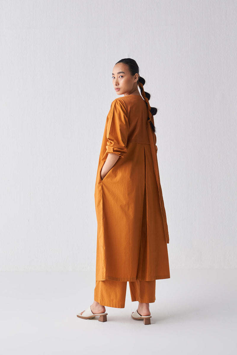 BACK YOKE JACKET CO-ORD (SET OF 3) Co-ord Set,Scarves & Stoles by THREE in rust color for women in Singapore