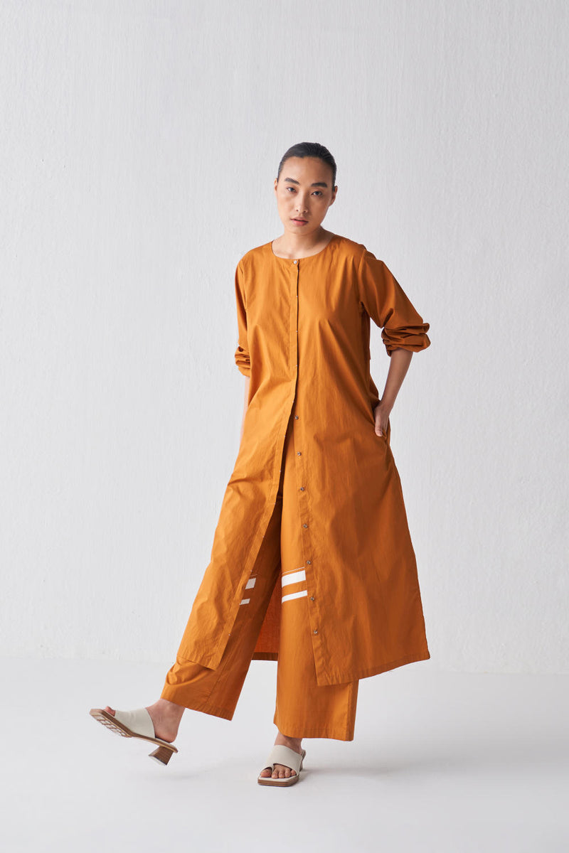 BACK YOKE JACKET CO-ORD Co-ord Set by THREE in rust color for women in Singapore