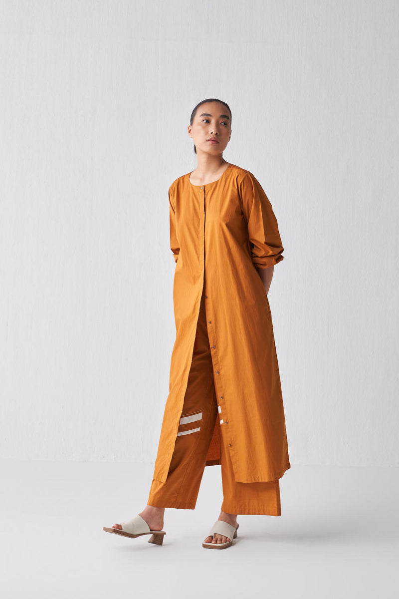 BACK YOKE JACKET CO-ORD (SET OF 3) Co-ord Set,Scarves & Stoles by THREE in rust color for women in Singapore