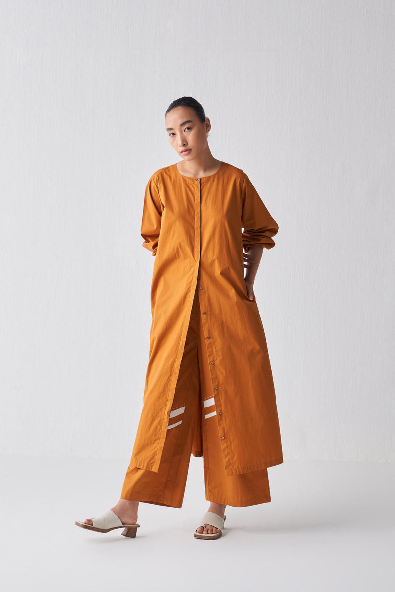 BACK YOKE JACKET CO-ORD (SET OF 3) Co-ord Set,Scarves & Stoles by THREE in rust color for women in Singapore