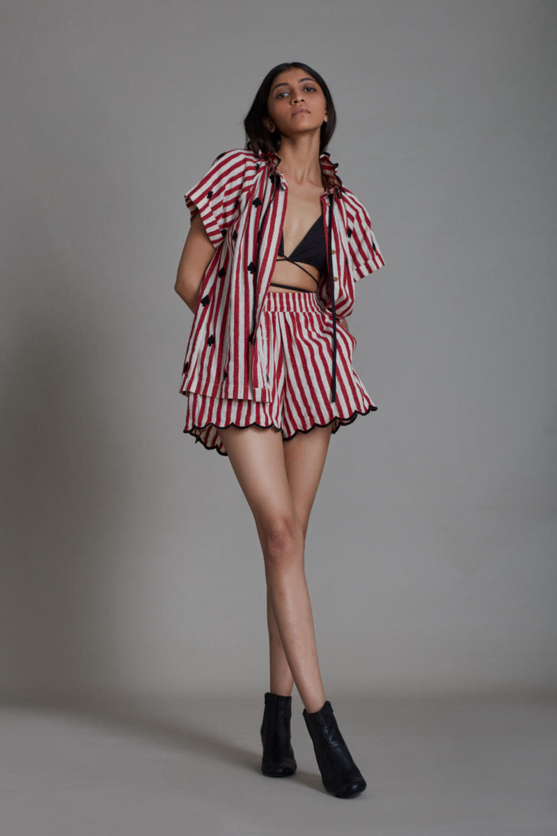 STRIPE TORA SET - RED (SET OF 3) Co-ord Set by Mati for women in Singapore