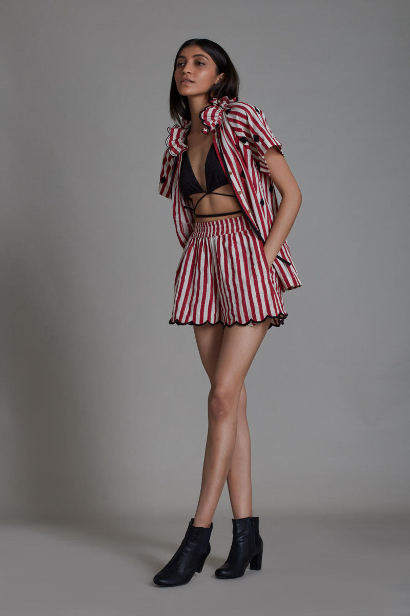 STRIPE TORA SET - RED (SET OF 3) Co-ord Set by Mati for women in Singapore