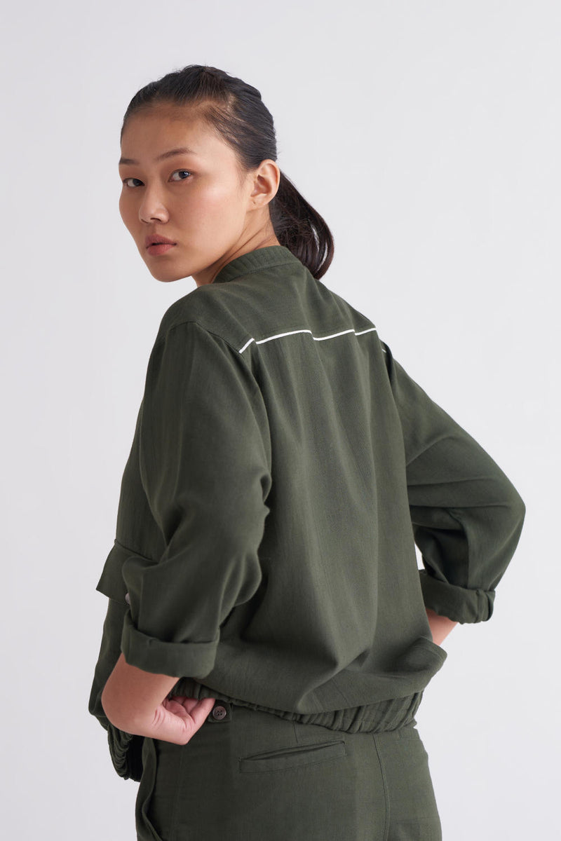Short Jacket Co-ord - Olive Co-ord Set,Jackets & Overlays by THREE for women in Singapore