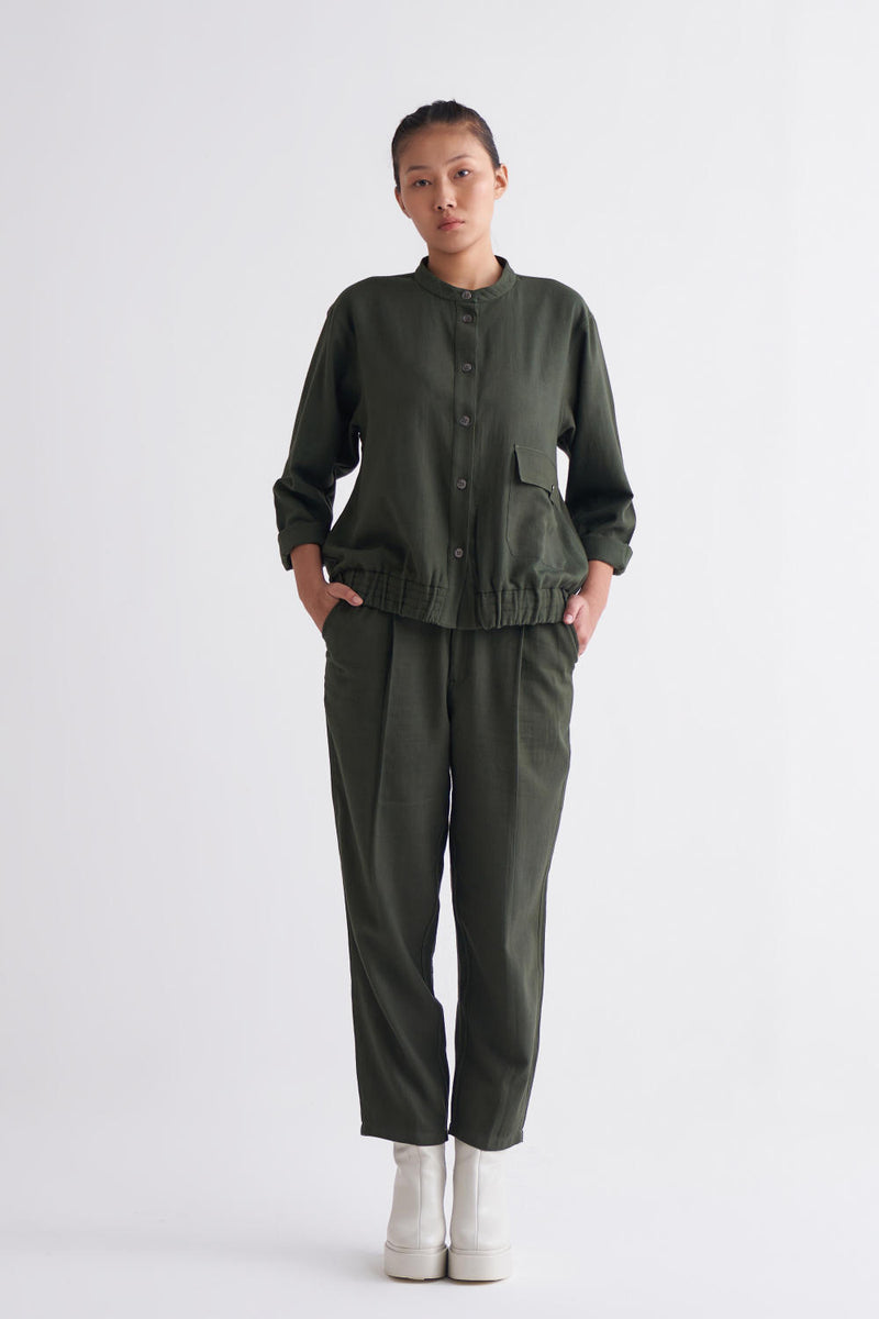 Short Jacket Co-ord - Olive Co-ord Set,Jackets & Overlays by THREE for women in Singapore