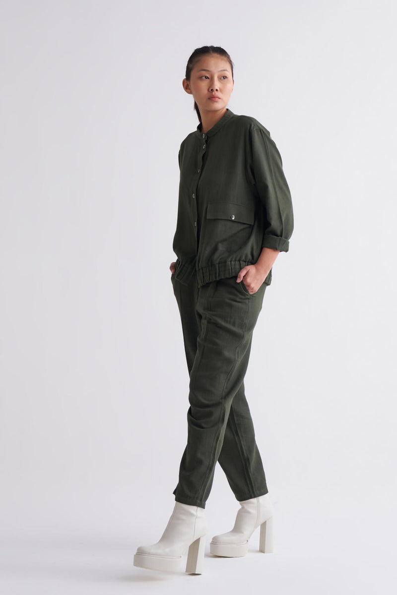 Short Jacket Co-ord - Olive Co-ord Set,Jackets & Overlays by THREE for women in Singapore