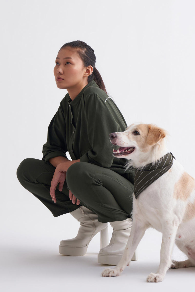 Short Jacket Co-ord - Olive Co-ord Set,Jackets & Overlays by THREE for women in Singapore