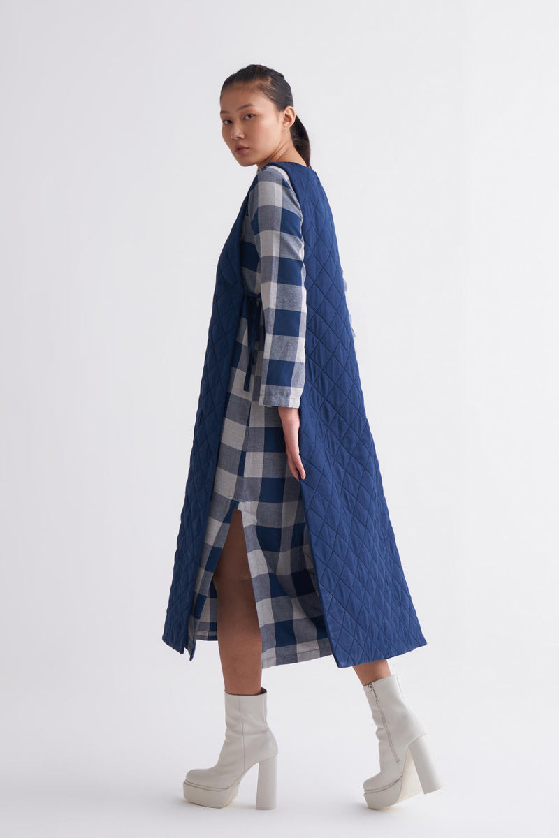 Side Tie Apron Overlay Co-ord - Navy Co-ord Set,Jackets & Overlays by THREE for women in Singapore