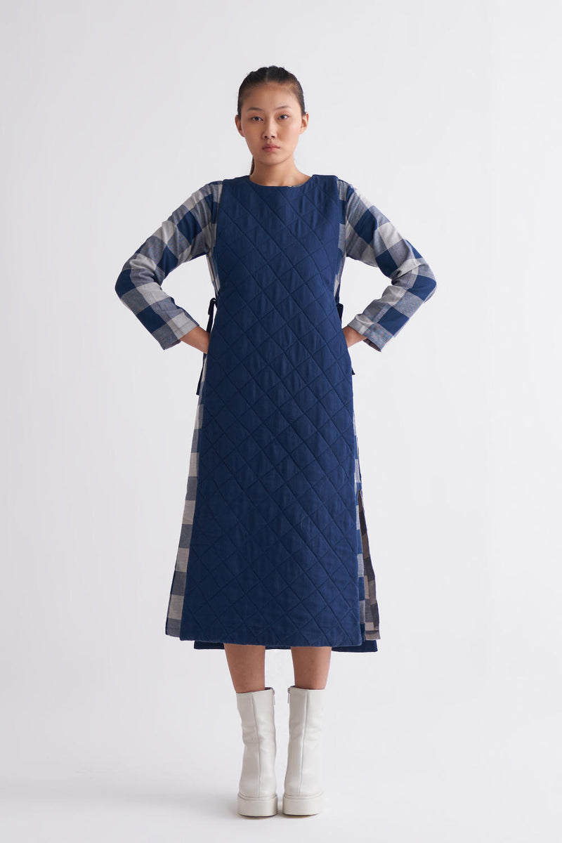 Side Tie Apron Overlay Co-ord - Navy Co-ord Set,Jackets & Overlays by THREE for women in Singapore
