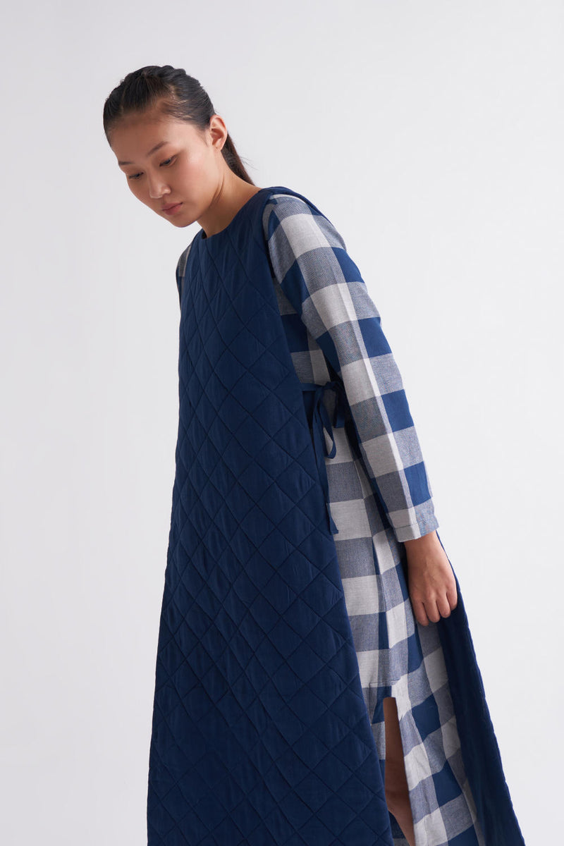 Side Tie Apron Overlay Co-ord - Navy Co-ord Set,Jackets & Overlays by THREE for women in Singapore
