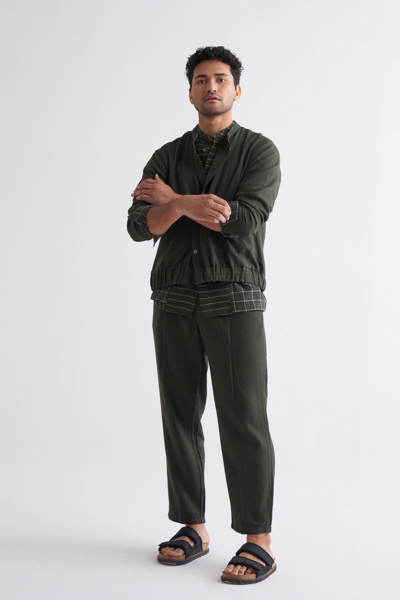 Short Jacket Co-ord - Olive Co-ord Set by THREE Men for men in Singapore