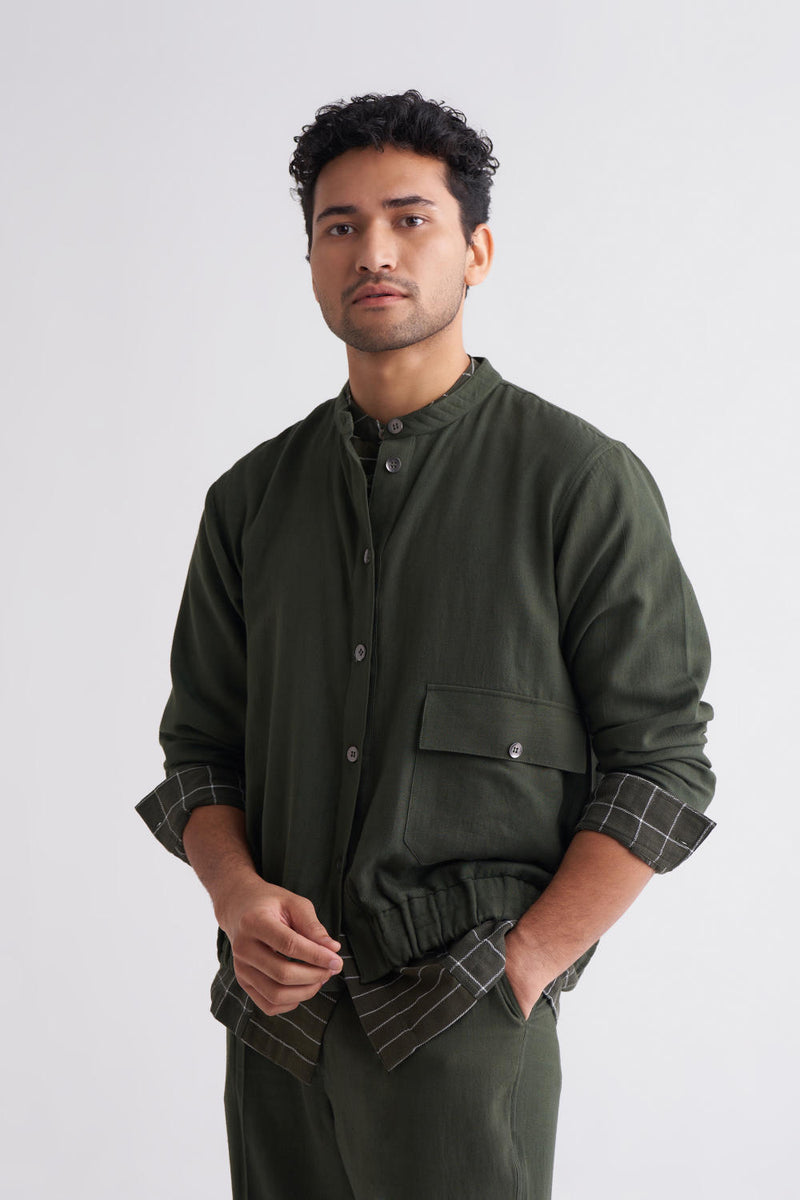 Short Jacket Co-ord - Olive Co-ord Set by THREE Men for men in Singapore