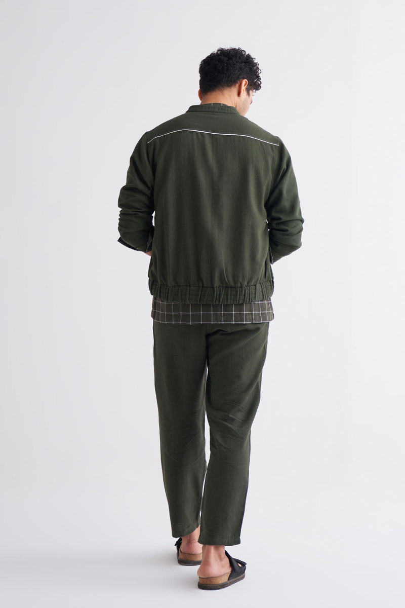 Short Jacket Co-ord - Olive Co-ord Set by THREE Men for men in Singapore