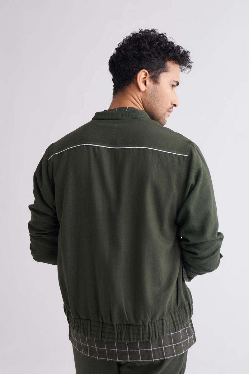 Short Jacket Co-ord - Olive Co-ord Set by THREE Men for men in Singapore