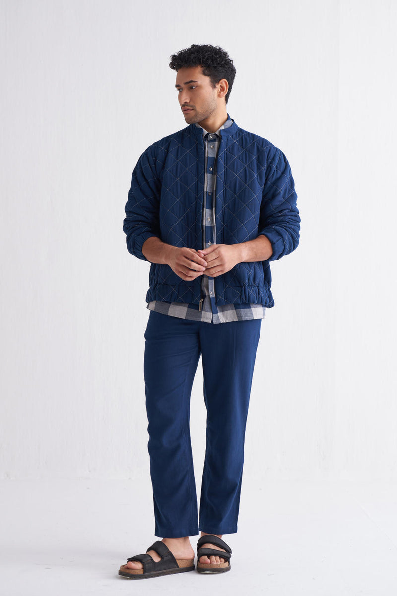 Bomber Jacket Co-ord - Navy Co-ord Set by THREE Men for men in Singapore