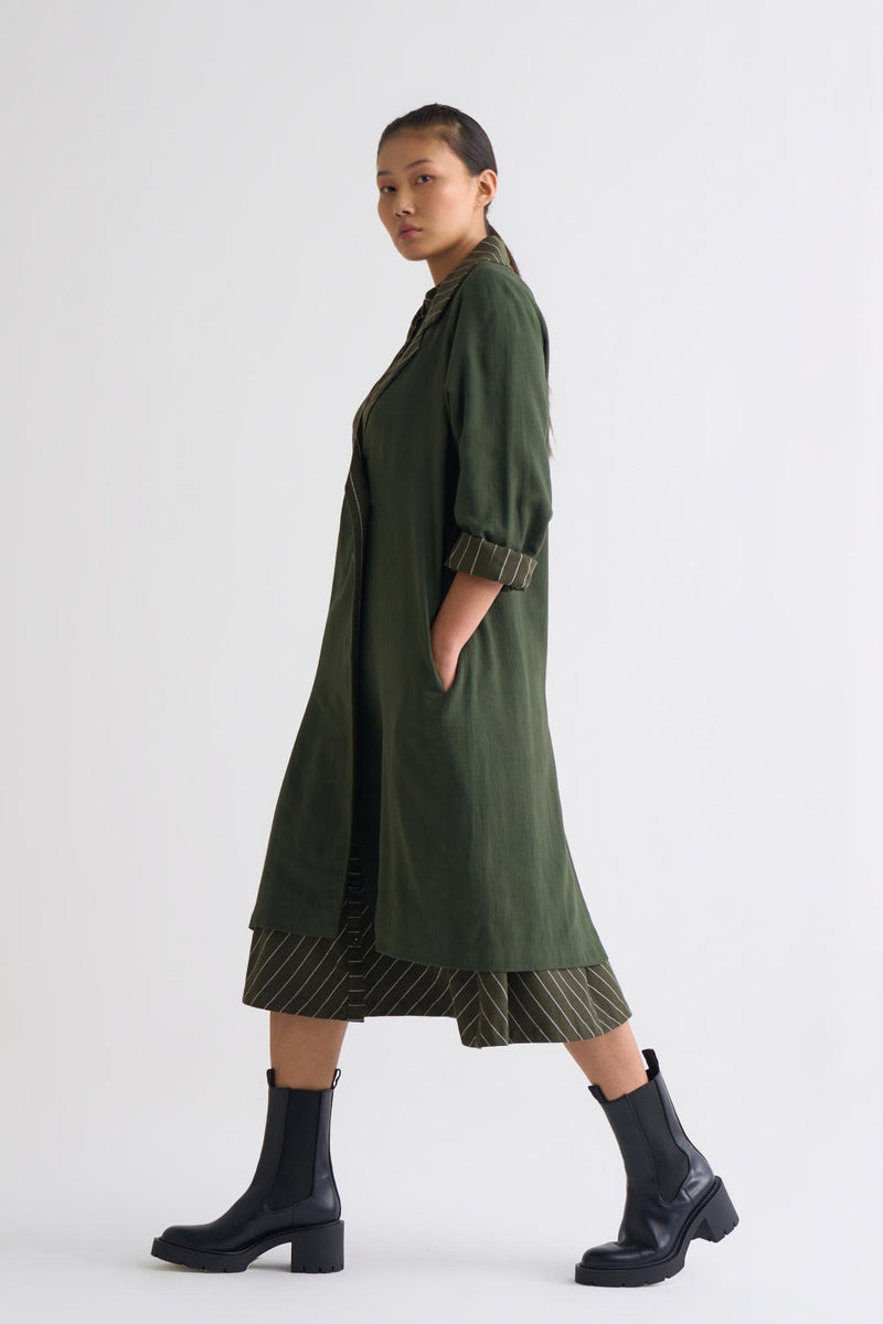 Trench Jacket Co-ord - Olive Dress,Co-ord Set,Top & Tunics,Jackets & Overlays by THREE for women in Singapore