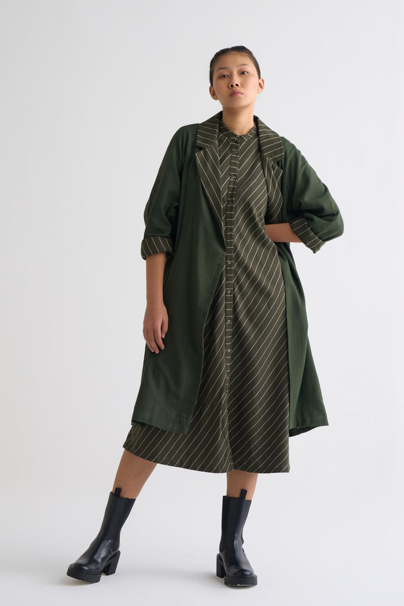 Trench Jacket Co-ord - Olive Dress,Co-ord Set,Top & Tunics,Jackets & Overlays by THREE for women in Singapore