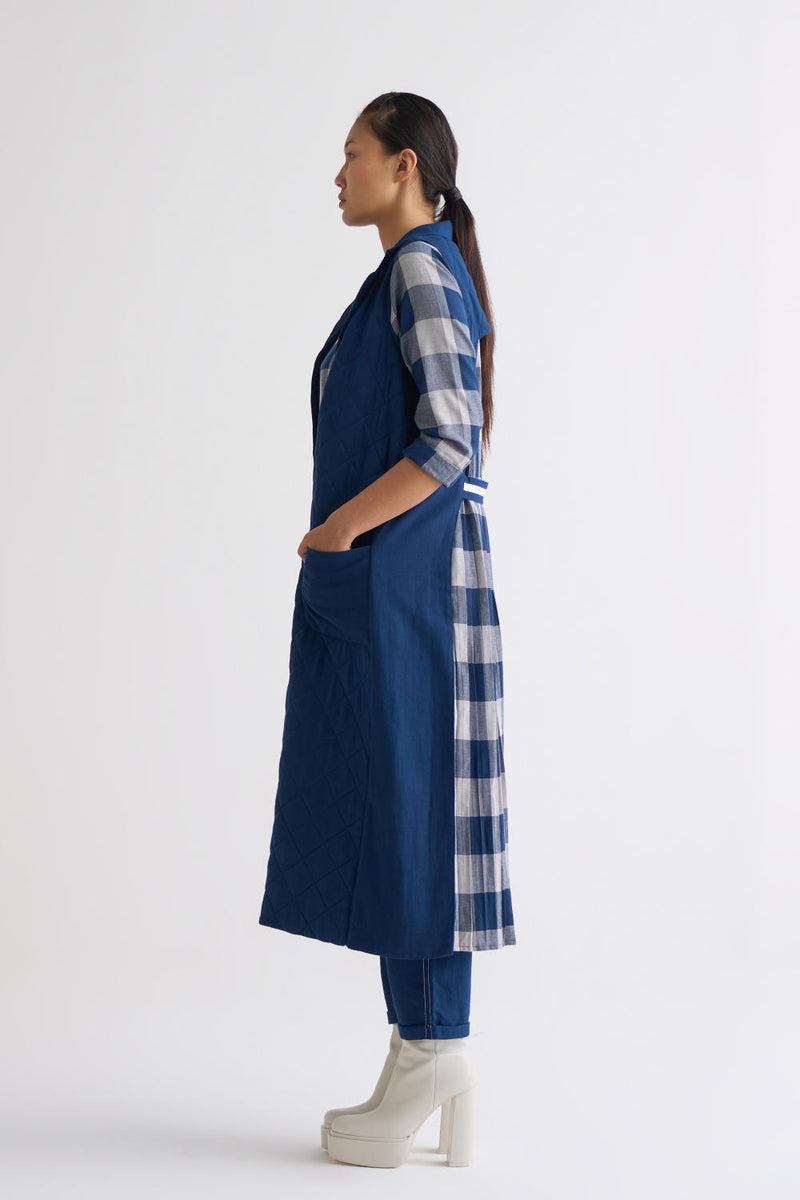 U-Shape Back Pleat Jacket Co ord - Navy Co-ord Set,Jackets & Overlays by THREE for women in Singapore