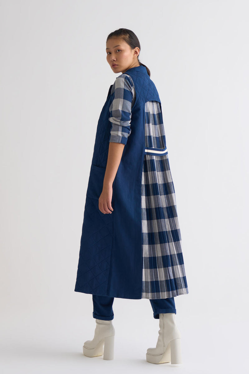 U-Shape Back Pleat Jacket Co ord - Navy Co-ord Set,Jackets & Overlays by THREE for women in Singapore