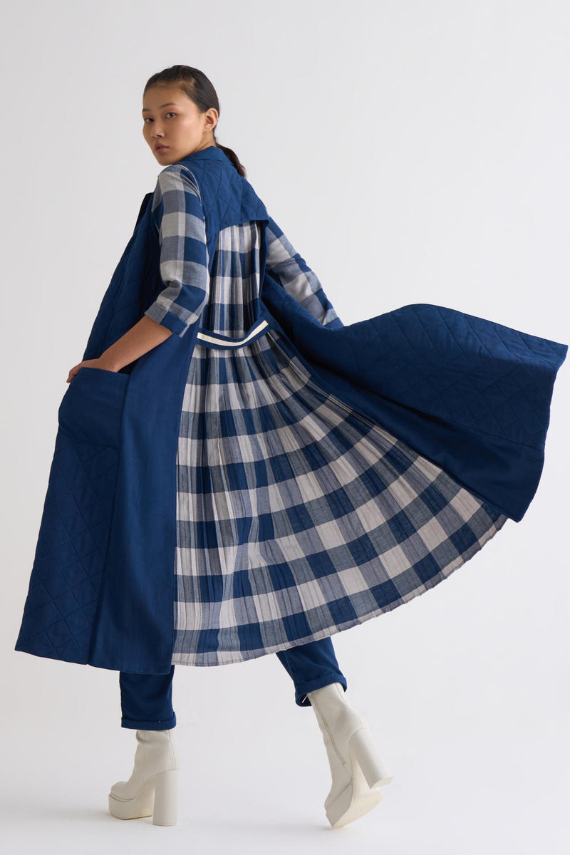 U-Shape Back Pleat Jacket Co ord - Navy Co-ord Set,Jackets & Overlays by THREE for women in Singapore