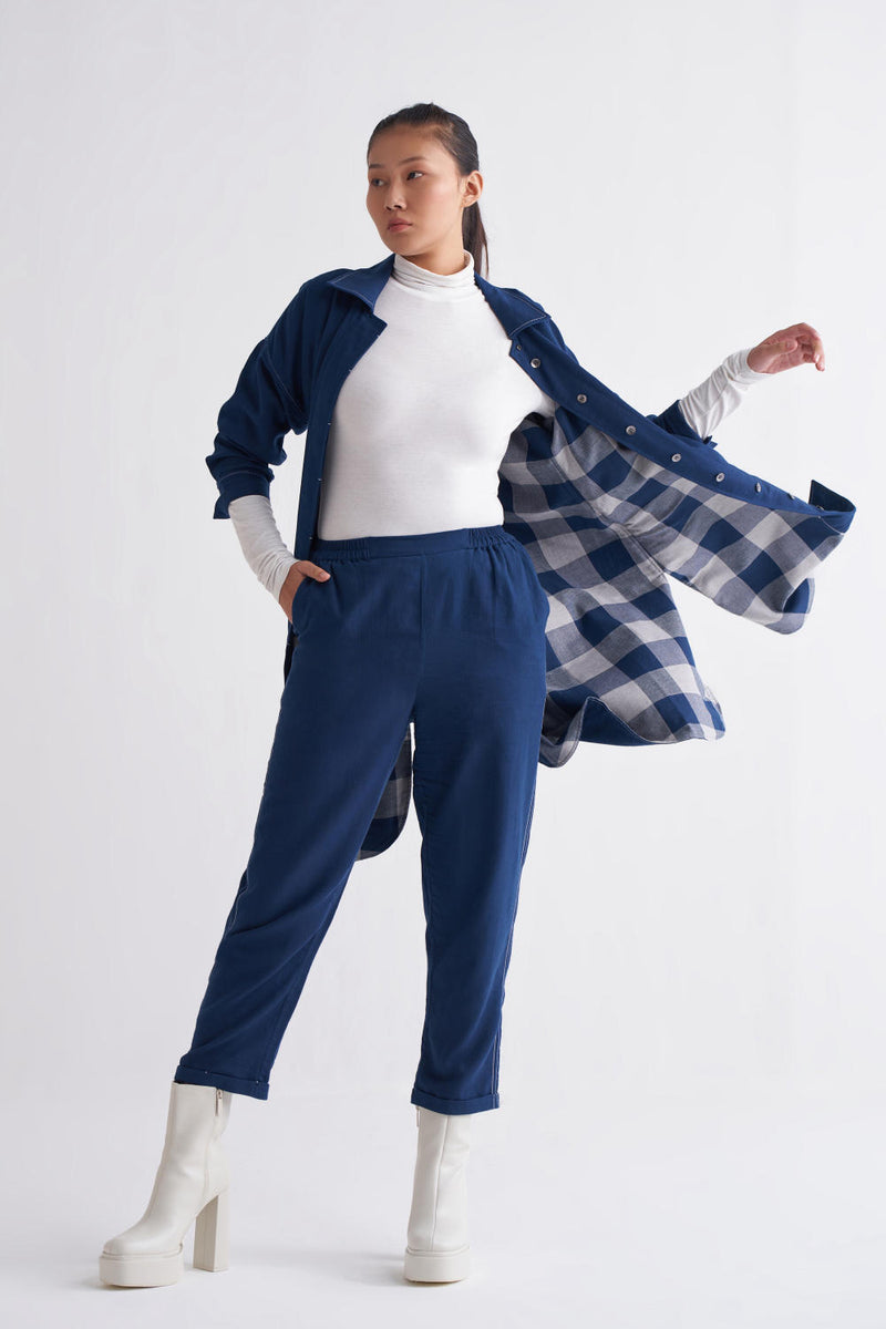 U-Shape Jacket Co-ord - Navy Co-ord Set,Bottoms,Jackets & Overlays by THREE for women in Singapore