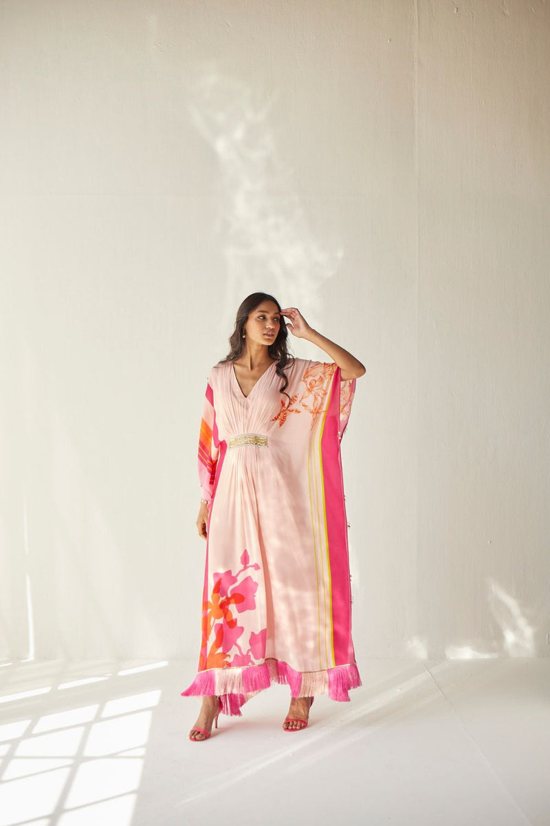 NUDE PINK BELT KAFTAN Indo-Western Wear by Rajiramniq for women in Singapore