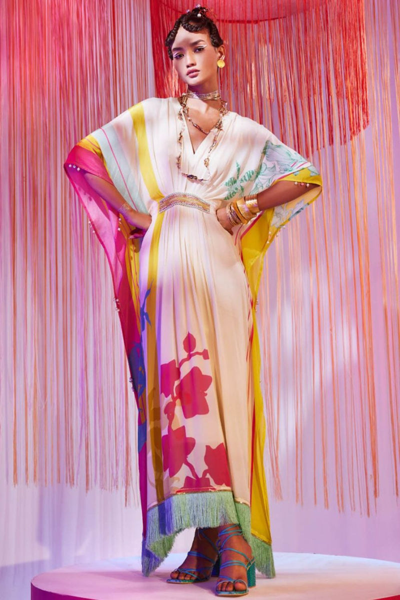 IVORY BELT KAFTAN Indo-Western Wear by Rajiramniq for women in Singapore