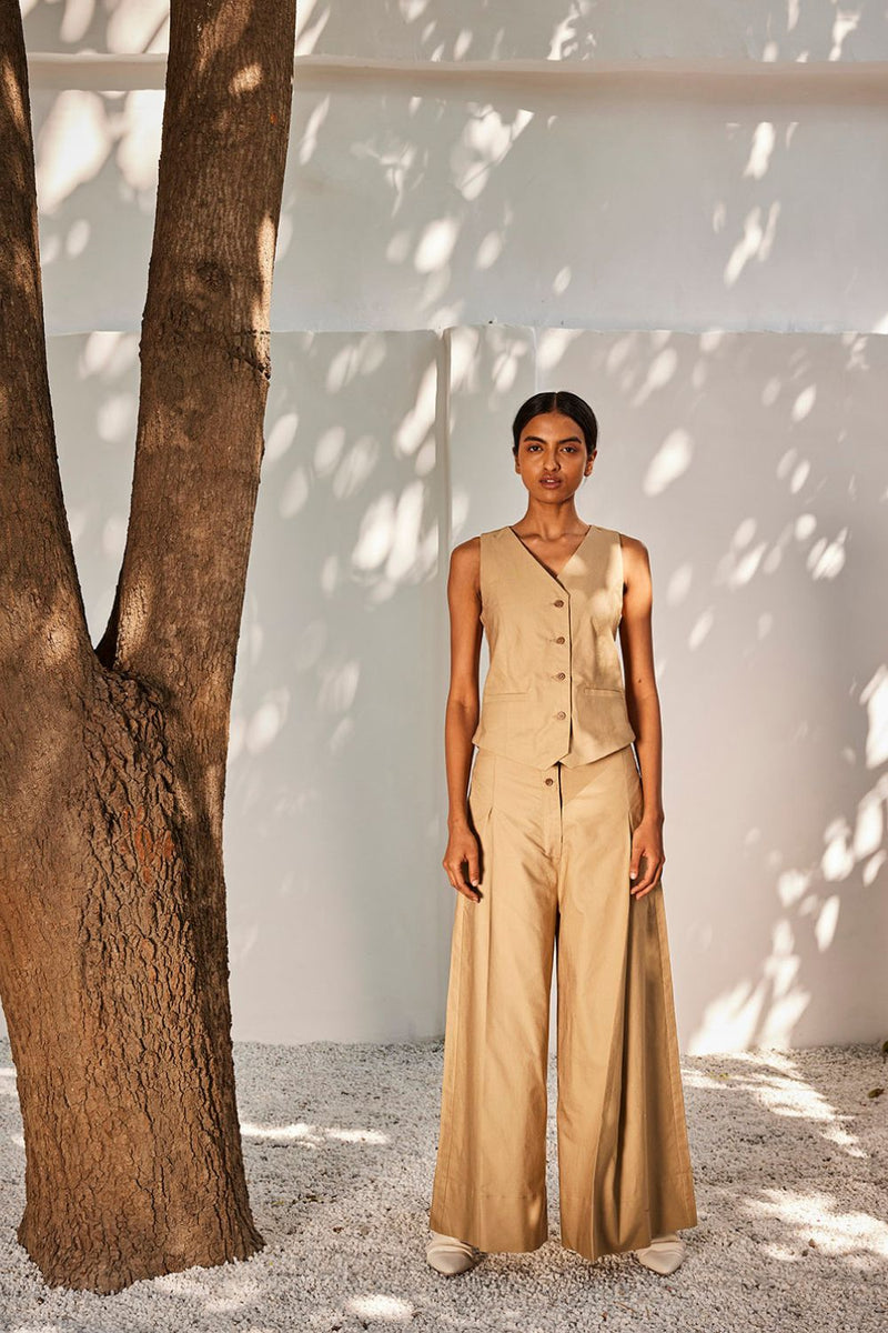 Nocturnal days co-ord set Co-ord Set by Khara Kapas in beige for women in Singapore