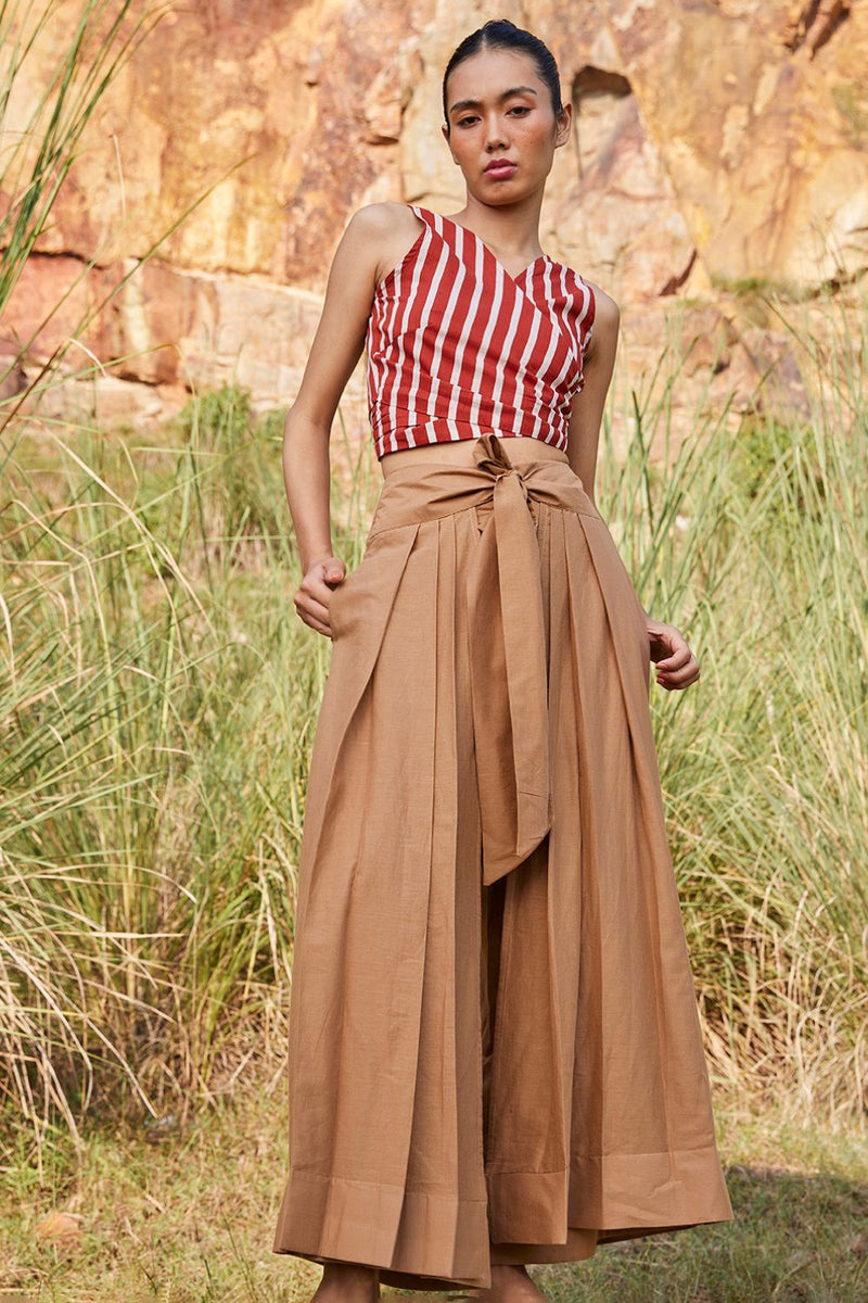 Lost In Chase Pleated Trouser Bottoms by Khara Kapas for women in Singapore