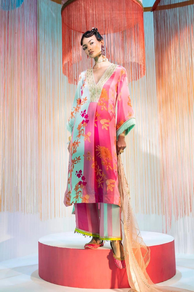 HOT PINK ORCHID FRONT PLEAT KURTA SET Kurta Sets by Rajiramniq for women in Singapore