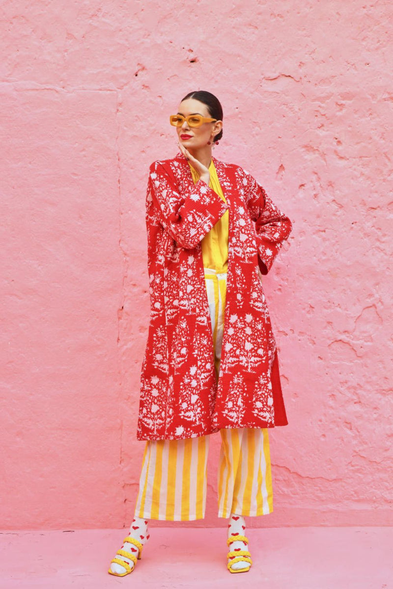 LAAL PARI Jackets & Overlays by TOKREE in red color for women in Singapore