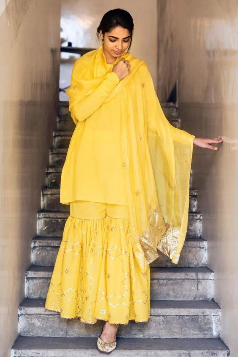 AMEERA (Sharara-Yellow) (set of 3) Kurta Sets by TOKREE for women in Singapore