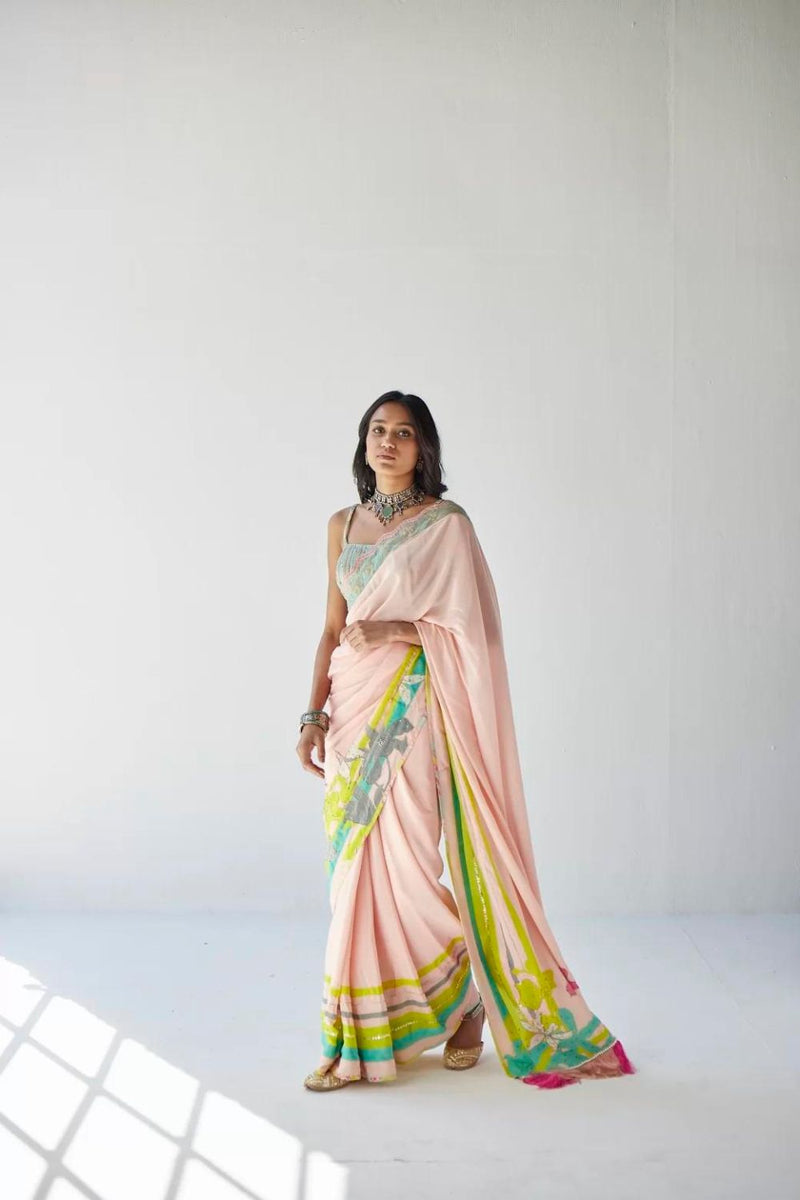 NUDE PINK ORCHID SARI Sarees by Rajiramniq for women in Singapore