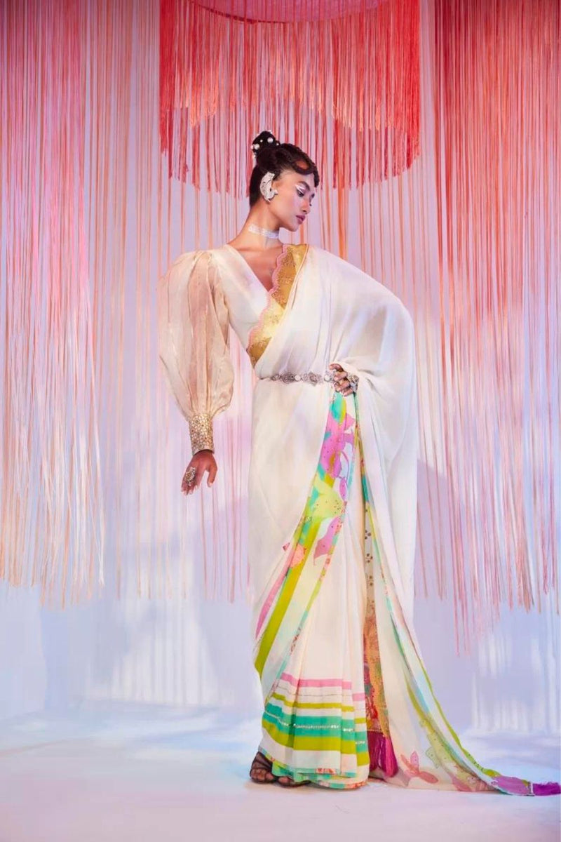 IVORY ORCHID SARI Sarees by Rajiramniq for women in Singapore