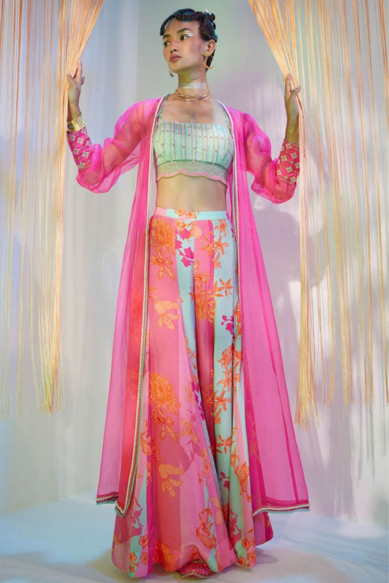 HOT PINK ORCHID JACKET SET Indo-Western Wear by Rajiramniq for women in Singapore
