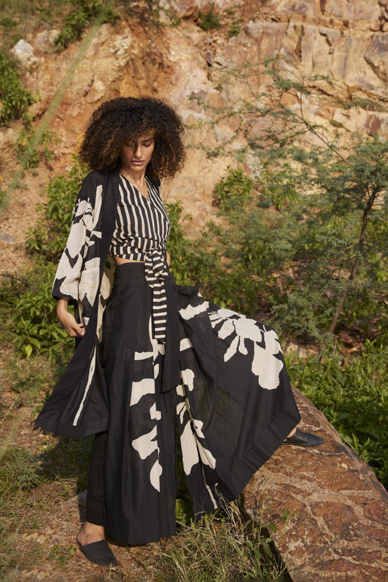 Desire of Elixir Pleated Trouser Bottoms by Khara Kapas in black for women in Singapore