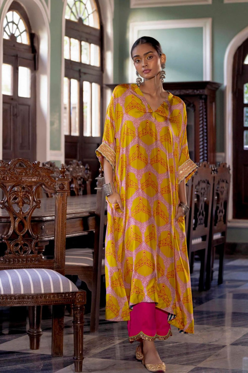 Fariba Yellow Kaftan Kurta Set Kurta Sets by Rajiramniq for women in Singapore