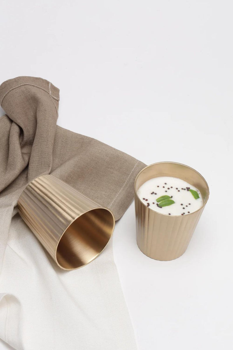 Avisa Brass Tumblers- Set of 2 linen by Gado Living for in Singapore