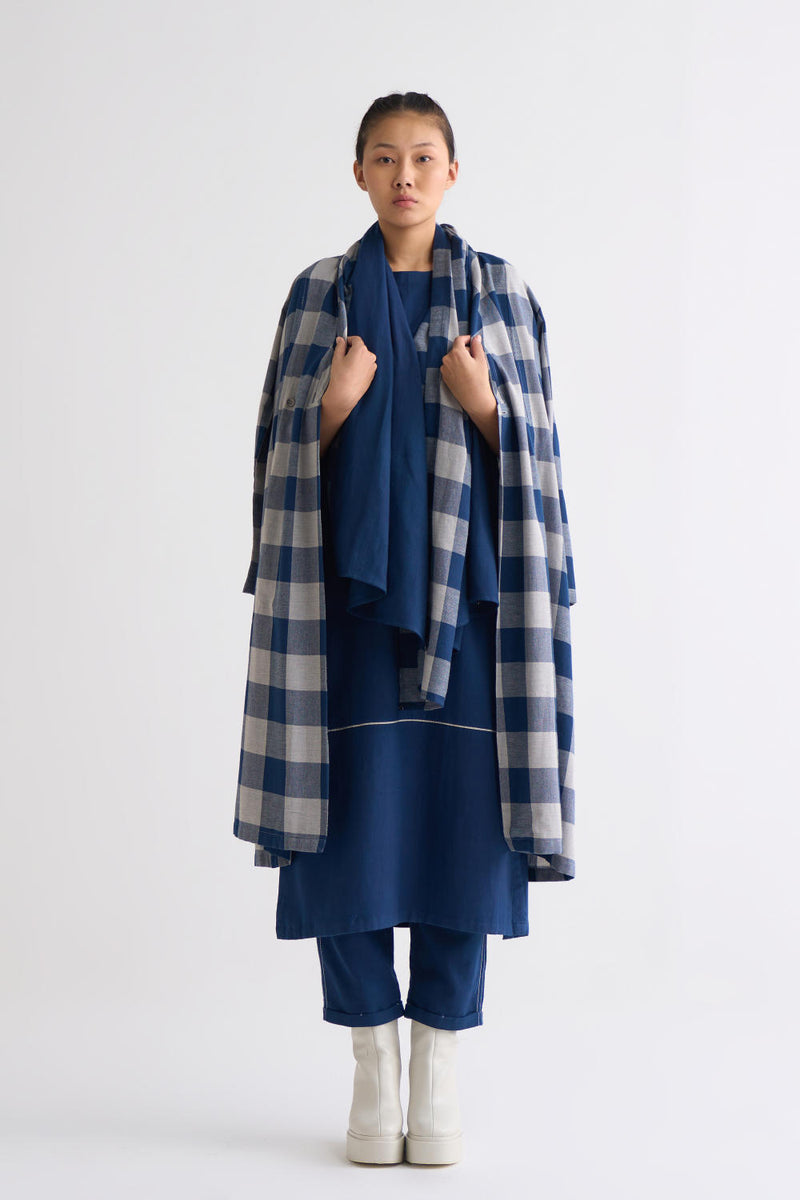 Wrap Collar Overlay Co ord - Navy Co-ord Set,Jackets & Overlays by THREE for women in Singapore