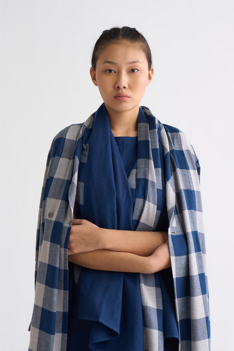 Wrap Collar Overlay Co ord - Navy Co-ord Set,Jackets & Overlays by THREE for women in Singapore