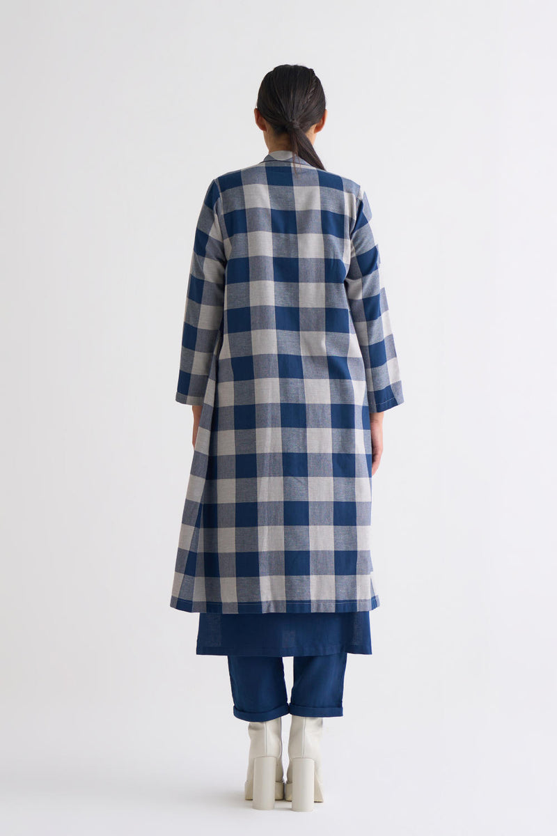 Wrap Collar Overlay Co ord - Navy Co-ord Set,Jackets & Overlays by THREE for women in Singapore