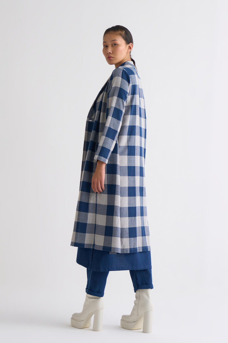Wrap Collar Overlay Co ord - Navy Co-ord Set,Jackets & Overlays by THREE for women in Singapore