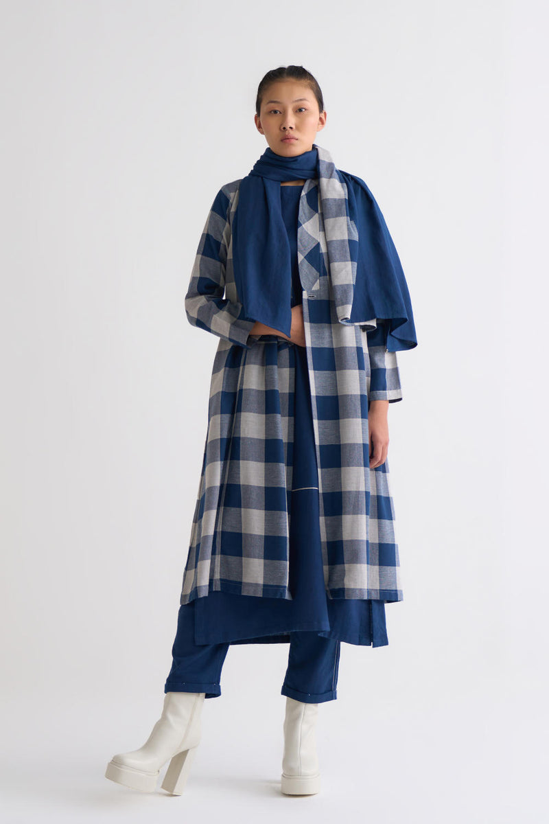 Wrap Collar Overlay Co ord - Navy Co-ord Set,Jackets & Overlays by THREE for women in Singapore